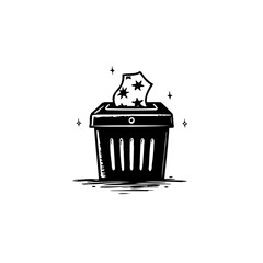 Overflowing waste bin illustration evoking feelings of decision-making or refuse