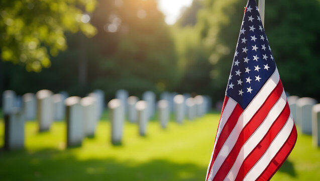 American flag background with copy space. Memorial Day concept