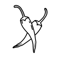 Hand drawn chili peppers vector illustration. Vector illustration of two Fresh chili peppers