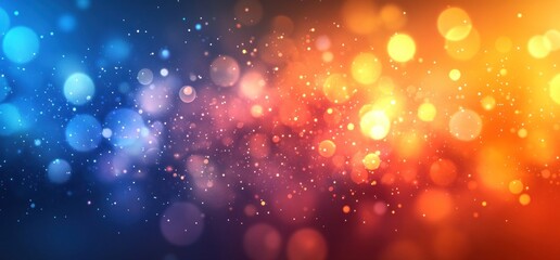 Obraz premium Bokeh and light effect design on a horizontal gradient with blue and orange hues