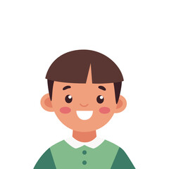 Smiling cartoon boy in green shirt. Happy child character illustration