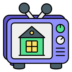 Vector Real Estate and Properties Color Outline Icons and Illustrations Pack