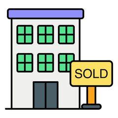 Vector Real Estate and Properties Color Outline Icons and Illustrations Pack