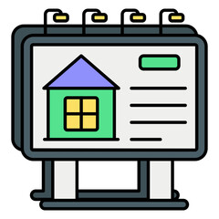 Vector Real Estate and Properties Color Outline Icons and Illustrations Pack