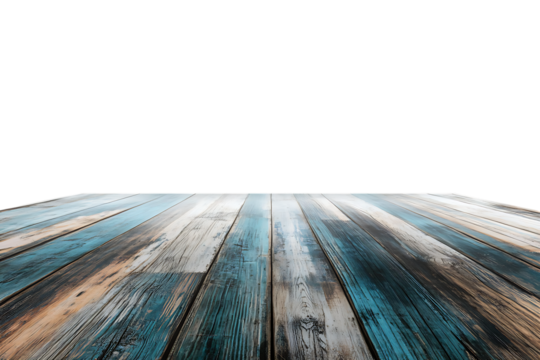 Wooden floor with colorful planks arranged in a neat pattern