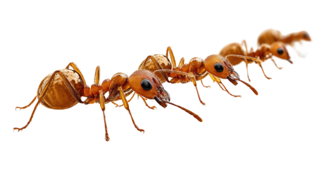 Ants in a Row: A striking perspective showcases a line of ants in perfect formation, highlighting their diligent teamwork and intriguing insect world.