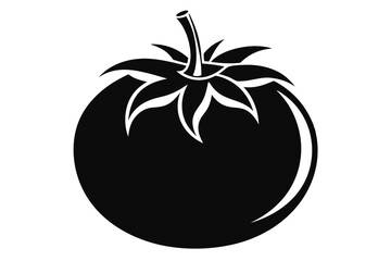 Simple black tomato shows fresh produce in a bold monochrome design