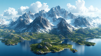 Fototapeta premium Majestic mountains overlooking azure lakes