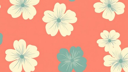 Coral Floral Pattern Background.