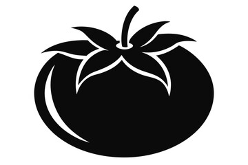 Simple black silhouette shows a single ripe tomato against a clean white background