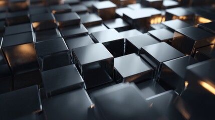 Fototapeta premium Glossy grey 3d cubes aligned in grid for futuristic tech background