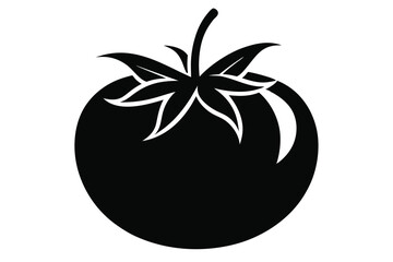 Solid black tomato presents a simple yet elegant graphic, showcasing freshness and natural beauty
