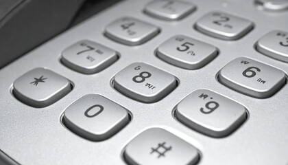 Fototapeta premium Close-Up View of a Silver Telephone Keypad with Functional Design