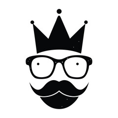 Hipster King Crown Glasses Mustache