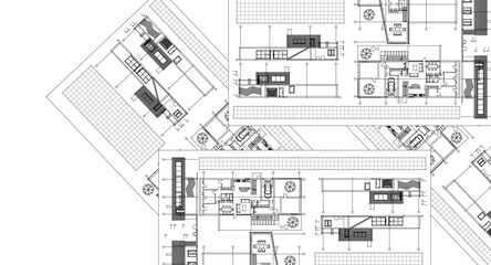 residential house plan sketch 3d illustration