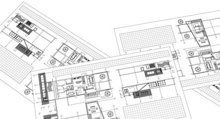 residential house plan sketch 3d illustration