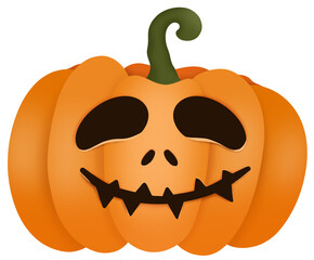 Pumpkin clip art illustration, cartoon style, Halloween decoration.