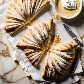 Buttery Flaky Croissants with Jam and Butter: Croissants with decadent toppings, ideal for bakery menus and breakfast content.