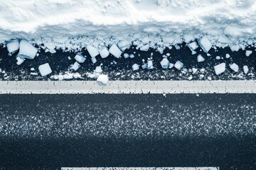 Snowy road edge