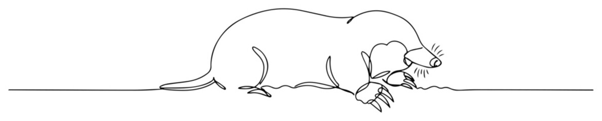 Minimalist line drawing beaver gnawing branch, wildlife illustration