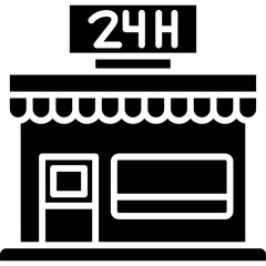 Open 24 Hours Icon Vector Element