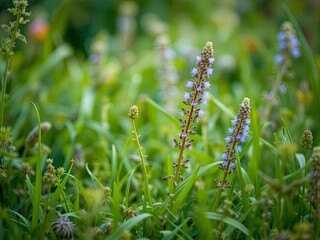 Lush Summer Meadow with Bush Vetch and Grass