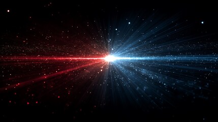 Obraz premium Abstract light burst background with dazzling red and blue starfield effects cosmic energy