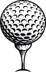Vintage Etching Style Golf Ball Vector Illustration - Hand Drawn Black and White Golf Ball Sketch for Posters and Prints