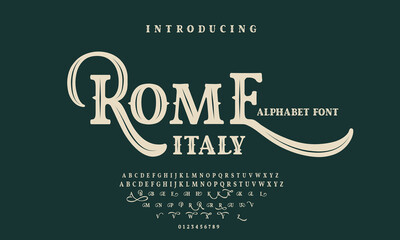font alphabet Vintage rome italy Victorian typeface decorative Font