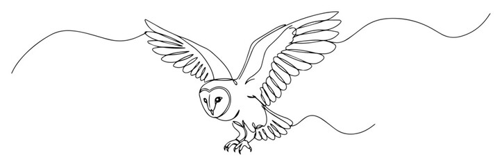 owl flying one line vector with trail