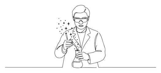 scientist in lab coat doing experiment vector