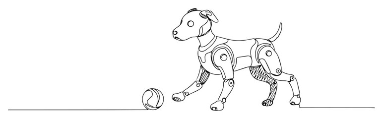 mechanical puppy sketch blackandwhite vector