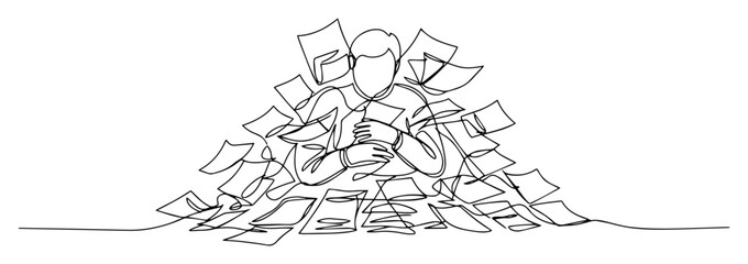 man drowning in documents – minimal sketch