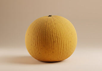 Golden orb's textured surface, subtly illuminated on beige.