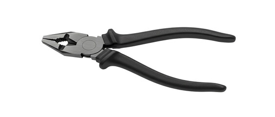 Obraz premium Close up view of a black handled pliers isolated on white background