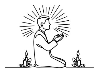 praying man vector lineart