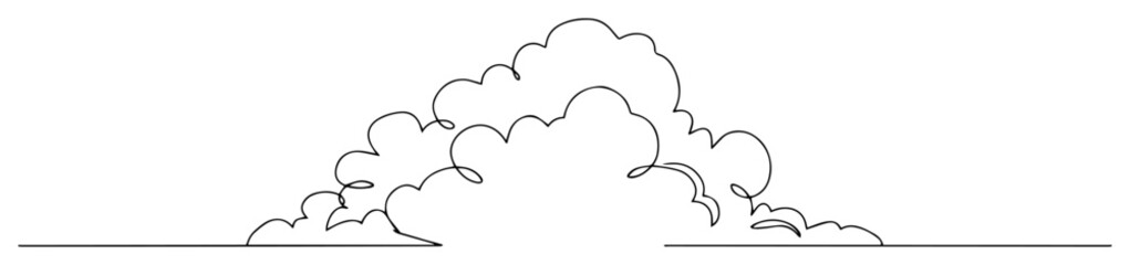 blackandwhite vector of a single fluffy cloud, minimal hand drawn line art illustration