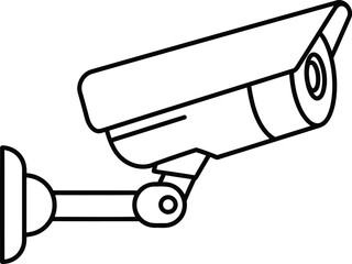 Surveillance Camera: A monochrome line drawing of a security camera, emphasizing vigilance and protection. The imagery suggests constant observation and safety awareness.