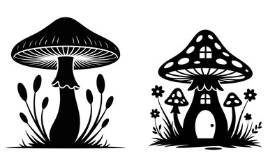 Mushroom vector design, vector illustration,  Mushroom design, silhouette style.

