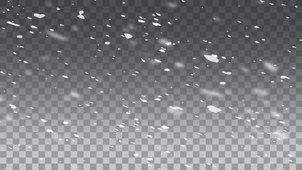 Abstract winter background from snowflakes blown by the wind on a white checkered background. White dust light png.