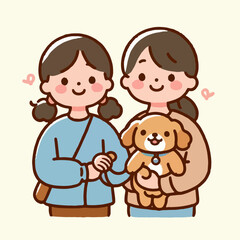 illustration of a person carrying a pet dog