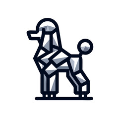 Geometric Poodle Logo in Flat Style, Clean Lines