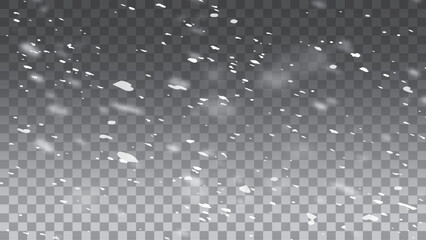Abstract winter background from snowflakes blown by the wind on a white checkered background. White dust light png.