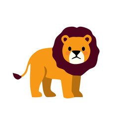 cute cartoon lion the king of the jungle. Isolated on white