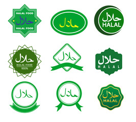 Halal Food Certified Icon Set – Vector Halal Labels and Certification Symbols for Packaging & Branding
