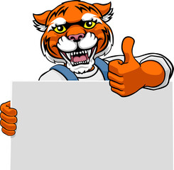 Tiger Painter Handyman Mechanic Plumber Cartoon