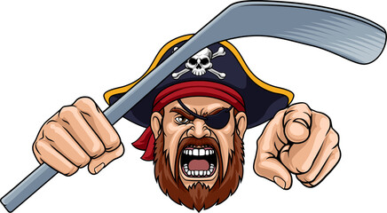 Pirate Ice Hockey Sports Team Mascot