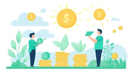 Financial Growth: Investing and wealth building illustration