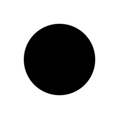 A simple graphic featuring a solid black circle centered on a white background with smooth rounded edges visible on all sides