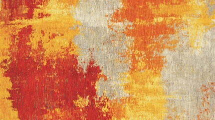 Abstract fiery sunset rug, warm color palette, textured surface